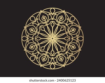 luxury ornamental mandala design background in gold color