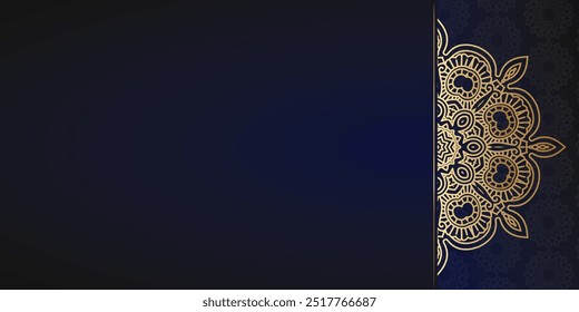 Luxury ornamental mandala design background in gold, Luxury wedding invitation, Ornamental floral corner frame, Islamic black and Blue background with gold mandala decoration, Ramadan Style Background