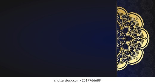 Luxury ornamental mandala design background in gold, Luxury wedding invitation, Ornamental floral corner frame, Islamic black and Blue background with gold mandala decoration, Ramadan Style Background