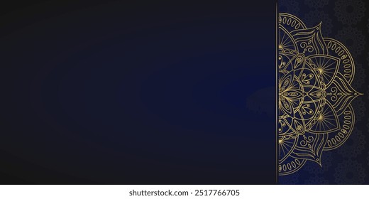 Luxury ornamental mandala design background in gold, Luxury wedding invitation, Ornamental floral corner frame, Islamic black and Blue background with gold mandala decoration, Ramadan Style Background