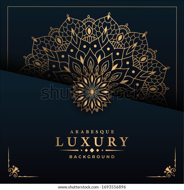 金色の背景に高級な装飾用曼荼羅デザイン アラビアイスラム東方の唐草模様 のベクター画像素材 ロイヤリティフリー