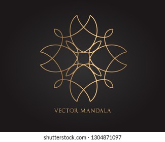 Luxury ornamental mandala design gold color, Flower Vintage  Vector Logo and icon.