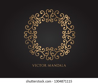 Luxury ornamental mandala design gold color, Flower Vintage  Vector Logo and icon.