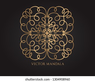 Luxury ornamental mandala design gold color, Flower Vintage  Vector Logo and icon.