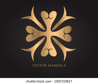 Luxury ornamental mandala design gold color, Flower Vintage  Vector Logo and icon.