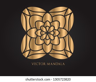 Luxury ornamental mandala design gold color, Flower Vintage  Vector Logo and icon.