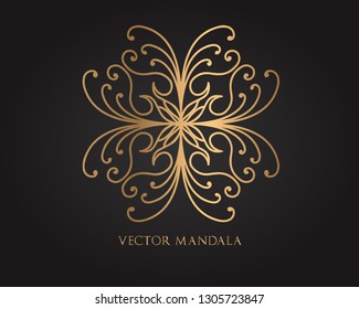 Luxury ornamental mandala design gold color, Flower Vintage  Vector Logo and icon.