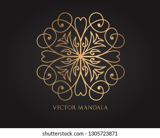 Luxury ornamental mandala design gold color, Flower Vintage  Vector Logo and icon.