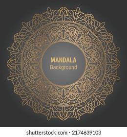 Luxury ornamental mandala design in golden color arabesque pattern background