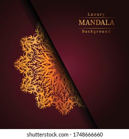 Luxury Ornamental Mandala Islamic Background with Golden Arabesque Patterns.