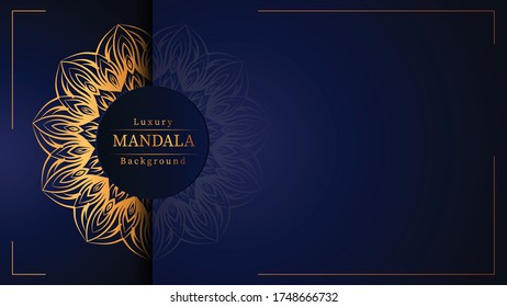 Luxury Ornamental Mandala Islamic Background with Golden Arabesque Patterns.