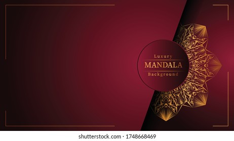 Luxury Ornamental Mandala Islamic Background with Golden Arabesque Patterns