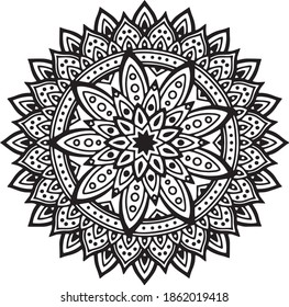 Diseño de patrón de Mandala ornamental de lujo en color blanco y negro Diseño de iluminación de vectores