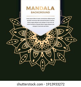 Diseño de patrón de Mandala ornamental de lujo en color dorado Vector Ilustración