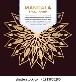 Diseño de patrón de Mandala ornamental de lujo en color dorado Vector Ilustración