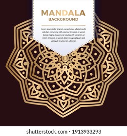 Diseño de patrón de Mandala ornamental de lujo en color dorado Vector Ilustración