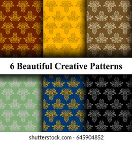 Luxury Ornamental Pattern in Damask Style. Colorful Vector Set