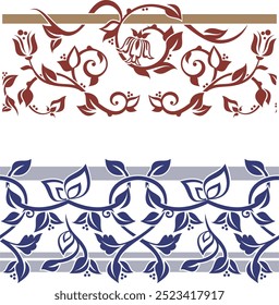 Luxury ornamental seamless floral frieze set, created by author himself, using vectors. Not AI generated. The design is with very clean lines, which are ready-to-cut, and vinyl and laser ready.