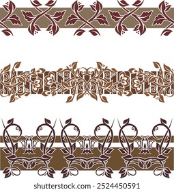 Luxury ornamental seamless floral frieze set, created by author himself, using vectors. Not AI generated. Page and wedding decorations with very clean lines, ready-to-cut, vinyl and laser ready. 