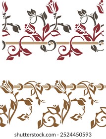 Luxury ornamental seamless floral frieze set, created by author himself, using vectors. Not AI generated. Page and wedding decorations with very clean lines, ready-to-cut, vinyl and laser ready. 