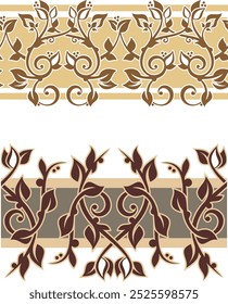 Luxury ornamental seamless floral frieze set, created by author himself, using vectors. Not AI generated. Page and wedding decorations with very clean lines, ready-to-cut, vinyl and laser ready. 