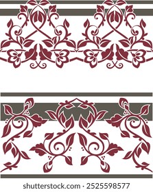 Luxury ornamental seamless floral frieze set, created by author himself, using vectors. Not AI generated. Page and wedding decorations with very clean lines, ready-to-cut, vinyl and laser ready. 