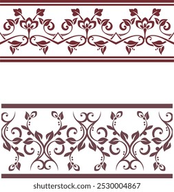 Luxury ornamental seamless floral frieze set, created by author himself, using vectors. Not AI generated. Page and wedding decorations with very clean lines, ready-to-cut, vinyl and laser ready. 