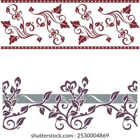 Luxury ornamental seamless floral frieze set, created by author himself, using vectors. Not AI generated. Page and wedding decorations with very clean lines, ready-to-cut, vinyl and laser ready. 