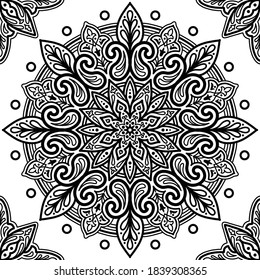 Luxuriöse, nahtlose Mandala-Mustervorlage, Vektorgrafik, handgezeichnet