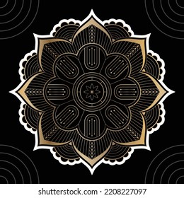 Luxury Ornamental Vector Mandala Background Design With Golden Color For Print, Decoration, Wedding Cards, Invitation Cards. Henna Tattoo Mandala. Mehndi Style.