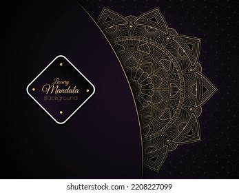 Luxury Ornamental Vector Mandala Background Design With Golden Color For Print, Decoration, Wedding Cards, Invitation Cards. Henna Tattoo Mandala. Mehndi Style.