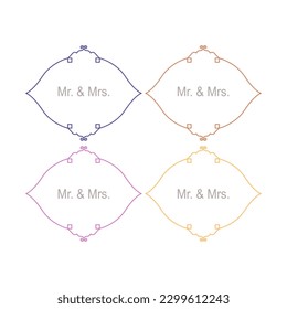 Luxury Ornamental Wedding Tags isolated on White