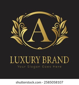 Luxury Ornate Letter Logo with Circular Frame and Dots