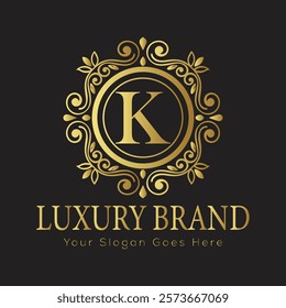 Luxury Ornate Letter Logo with Floral Frame and Dots


