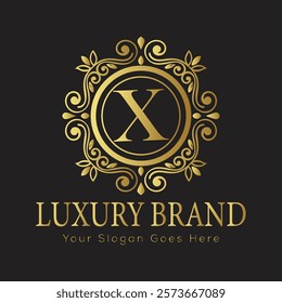 Luxury Ornate Letter Logo with Floral Frame and Dots


