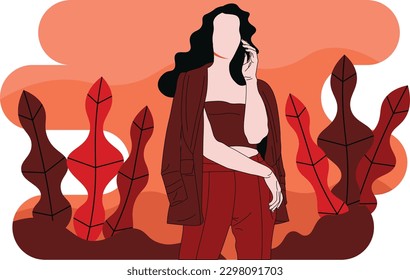 Luxury Outfit Fashion Woman Flat Character suitable for illustration, graphic resource and advertising media