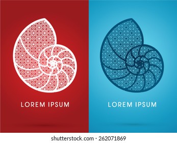 Luxury outline, Sea shells ,Conch , designed using triangle geometric shape, sign, logo, symbol, icon, graphic, vector.