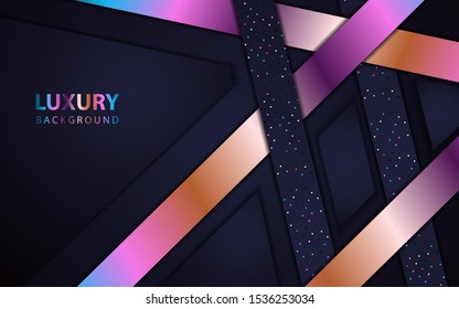 Luxury overlapping paper shapes background a combination with light glitters element decoration. Modern and elegant cover design template for use frame, banner advertising, business corporate, card