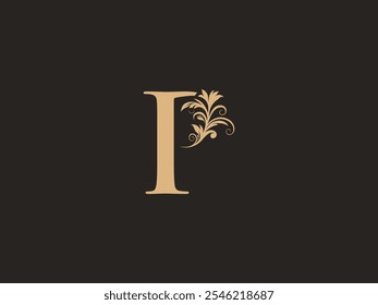 Luxury P letter logo with floral ornate design. Vintage swirl, graceful calligraphic letter identity for premium brand. Filigree, intricate rococo, flowery engraving P signs. Aesthetic elegance.