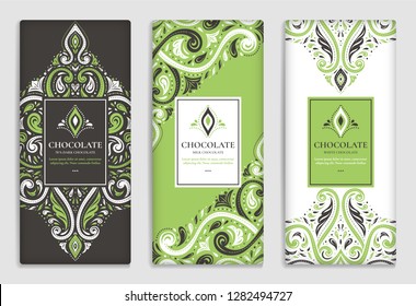 Luxury packaging design of chocolate bars. Vintage vector ornament template. Elegant, classic elements. Great for food, drink and other package types. Can be used for background and wallpaper.