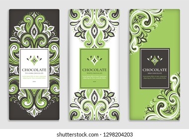 Luxury packaging design of chocolate bars. Vintage vector ornament template. Elegant, classic elements. Great for food, drink and other package types. Can be used for background and wallpaper.
