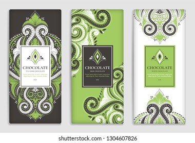 Luxury packaging design of chocolate bars. Vintage vector ornament template. Elegant, classic elements. Great for food, drink and other package types. Can be used for background and wallpaper.