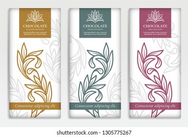Luxury packaging design of chocolate bars. Vintage vector ornament template. Elegant, classic elements. Great for food, drink and other package types. Can be used for background and wallpaper.