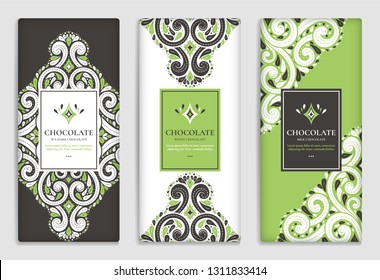 Luxury packaging design of chocolate bars. Vintage vector ornament template. Elegant, classic elements. Great for food, drink and other package types. Can be used for background and wallpaper.