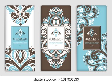 Luxury packaging design of chocolate bars. Vintage vector ornament template. Elegant, classic elements. Great for food, drink and other package types. Can be used for background and wallpaper.