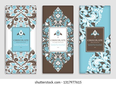 Luxury packaging design of chocolate bars. Vintage vector ornament template. Elegant, classic elements. Great for food, drink and other package types. Can be used for background and wallpaper.