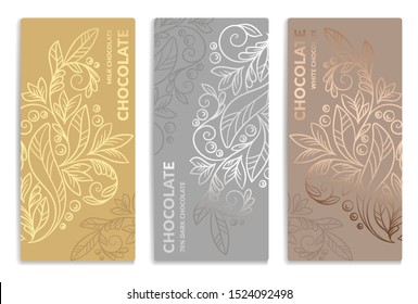 Luxury packaging design of chocolate bars. Vintage vector ornament template. Elegant, classic elements. Great for food, drink and other package types. Can be used for background and wallpaper.