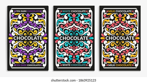 Luxury packaging design of chocolate bars. Vintage vector ornament template. Elegant, classic elements. Great for food, drink and other package types. Can be used for background and wallpaper.