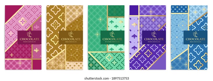 Luxury packaging design of chocolate bars. Vintage vector ornament template. Elegant, classic elements. Great for food, drink and other package types. Can be used for background and wallpaper.