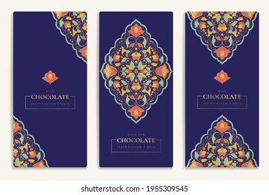 Luxury packaging design of chocolate bars. Vintage vector ornament template. Elegant, classic elements. Great for food, drink and other package types. Can be used for background and wallpaper.